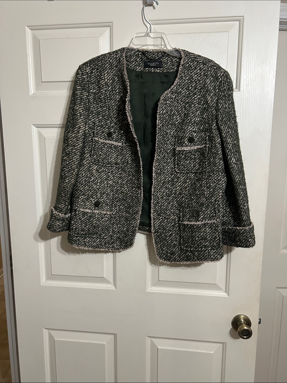 Talbots Black and White Tweed Pocket Jacket